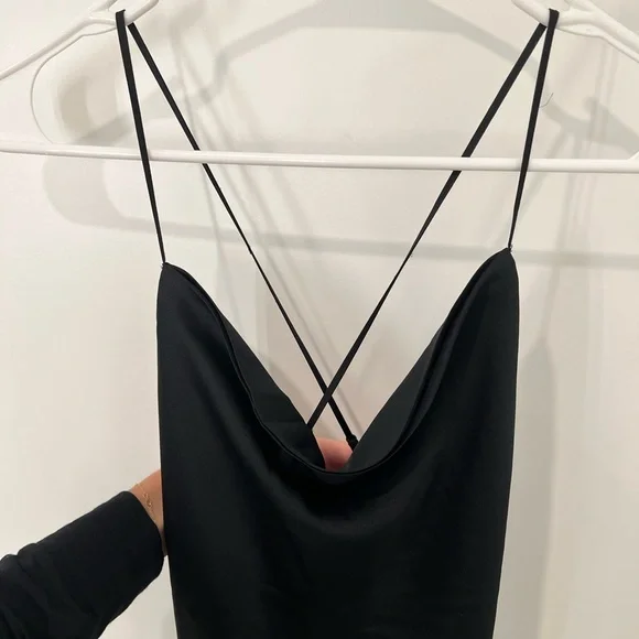 Abercrombie Black Satin Cowl Neck Slip Dress - Picture 3 of 5